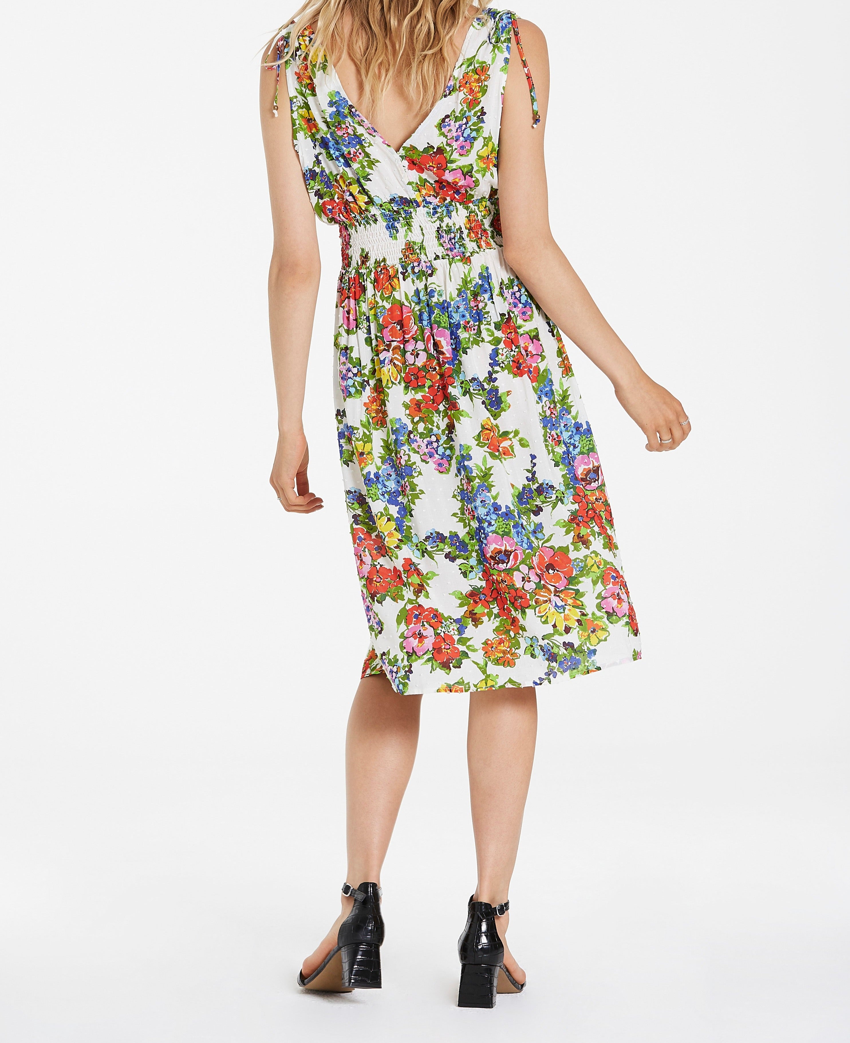 image of a female model wearing a WESLIE CINCHED TIE DRESS ROSEY POSEY DEAR JOHN DENIM 